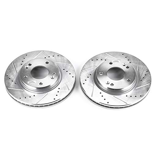 Power Stop Front JBR949XPR Drilled & Slotted Rotor Pair For Hyundai Santa Fe 2001-2005 [Model Specific] Evolution