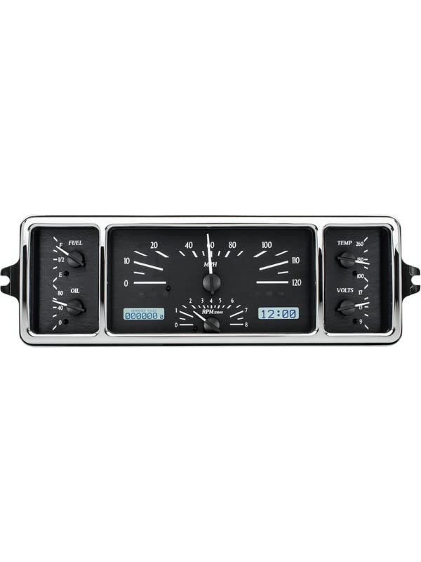 39 Chevy Dakota Digital Car Analog Dash Gauges System Black Alloy / White VHX-39C-K-W
