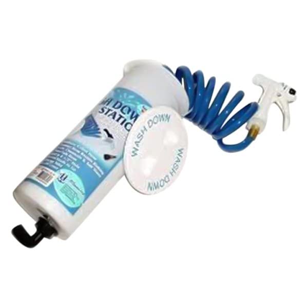 Black Deck Plate T-H Marine Washdown Station - Blue Hose - Pistol Nozzle - Packaged