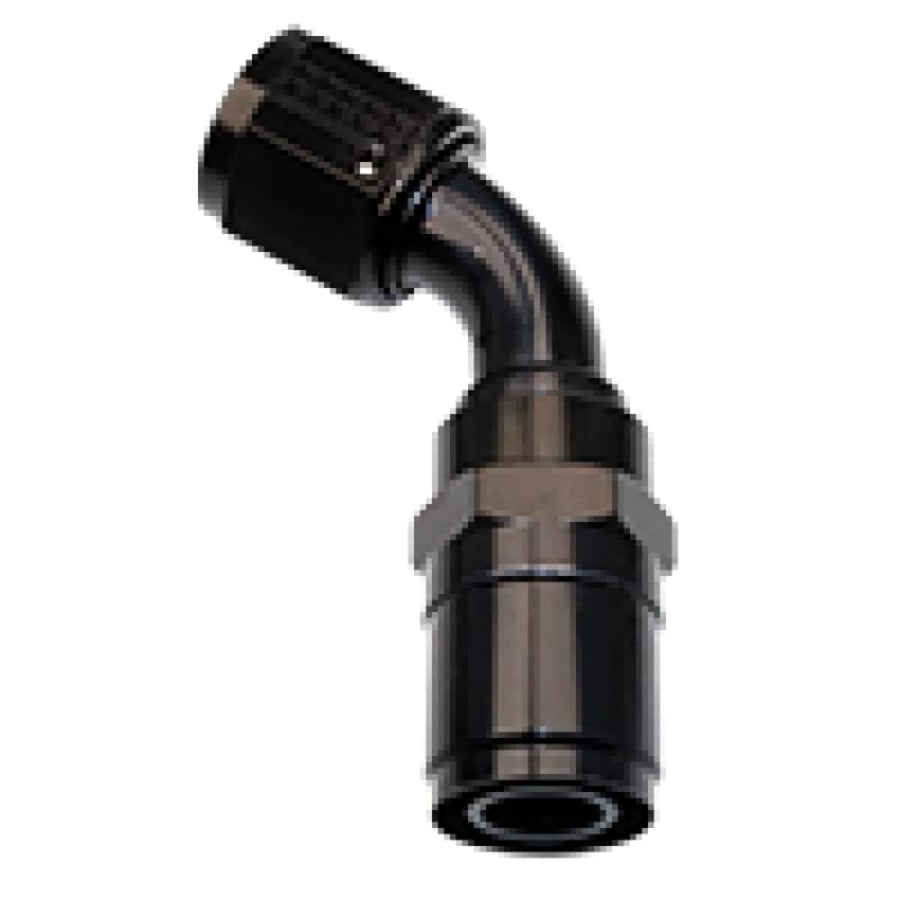 FRAGOLA Fitting, Hose End, 4 an Hose Crimp to 4 an Female, Crimp-On, 45 Degree, Aluminum, Black Anodize, Each