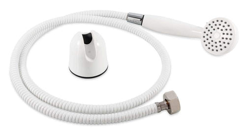 RV Outdoor Shower Head Kit Camco 43762 with Garden Hose Fitting and Suction Cup Mount - Creates a Hands-Free Shower on The Outside of Your RV