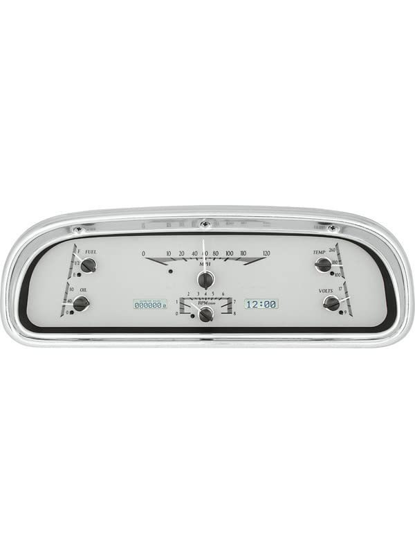 Dakota Digital VHX-60F-FAL-S-W Analog Dash Gauge System with White Backlighting Compatible Ford 1960-63 Falcon and Ranchero Silver Alloy