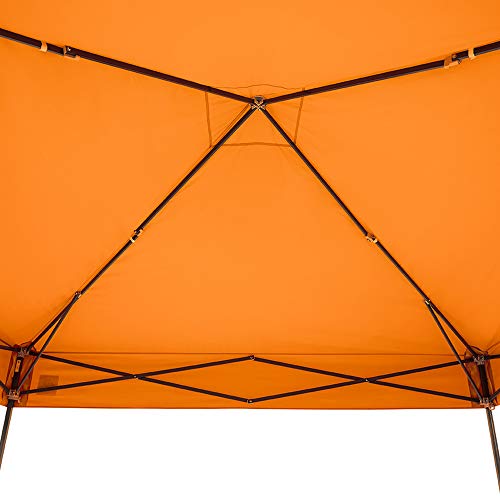 Pyramid Instant Shelter E-Z UP Canopy, 10' x 10' with Wide-Trax Roller Bag & 4 Piece Spike Set, Steel Orange