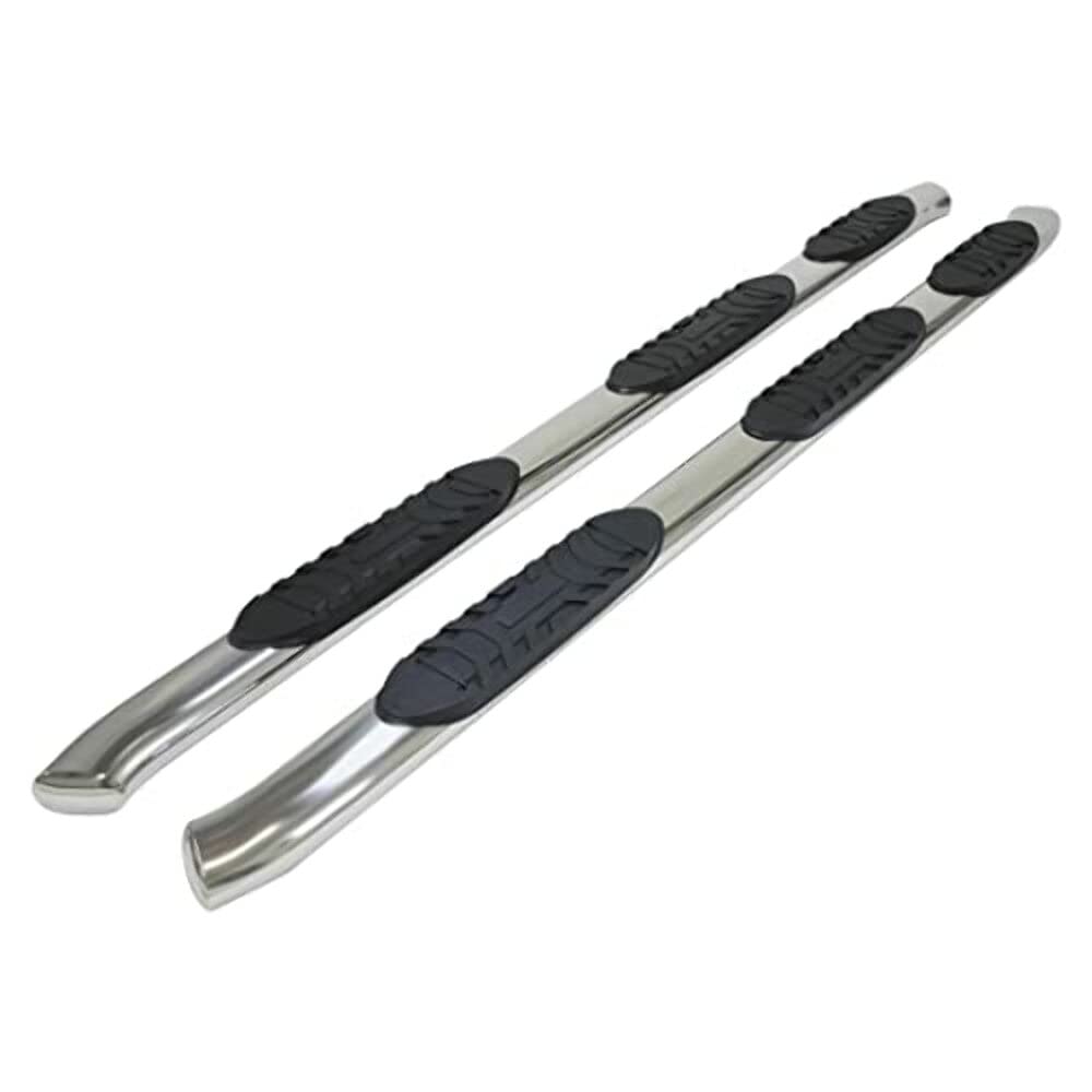 Chevrolet Silverado 1500 Crew Cab Fits Nerf Bar 6.5 Foot Bed 2007-2018 Bent 5 Inch Oval Polished Stainless Steel Wheel-to-Wheel Bars with Step Pads and Bed Step Set of 2 Running Boards TrailFX A7039S
