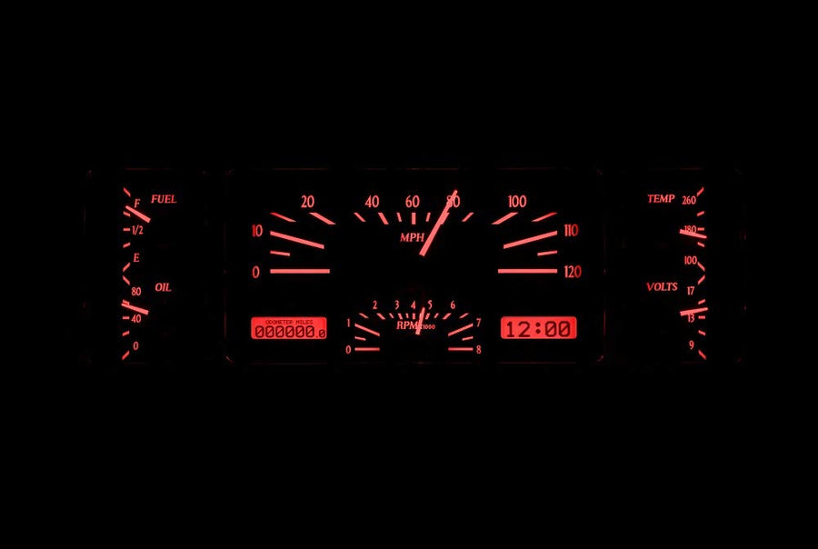 Dakota Digital VHX-40C-PU-K-R Analog Gauge Instrument System Compatible with 1940-46 Chevy Pickup Truck Black Alloy Red Backlighting