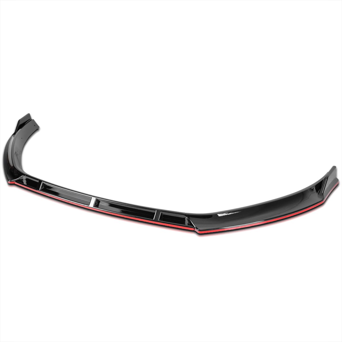 Glossy Black Spec-D Tuning Red Trim Front Bumper Lip Spoiler Kit 3PC Compatible with Volkswagen Golf 2014-2017