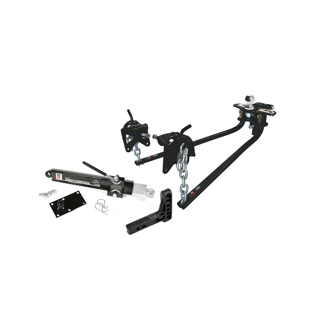 Eaz-Lift Elite Camco 1,000lb Weight Distribution Hitch Kit with Manually Adjusted Sway Control - Ready-to-Tow with Pre-Installed Hitch Ball, Sway Control Ball, U-Bolts, & Chain Package (48058)