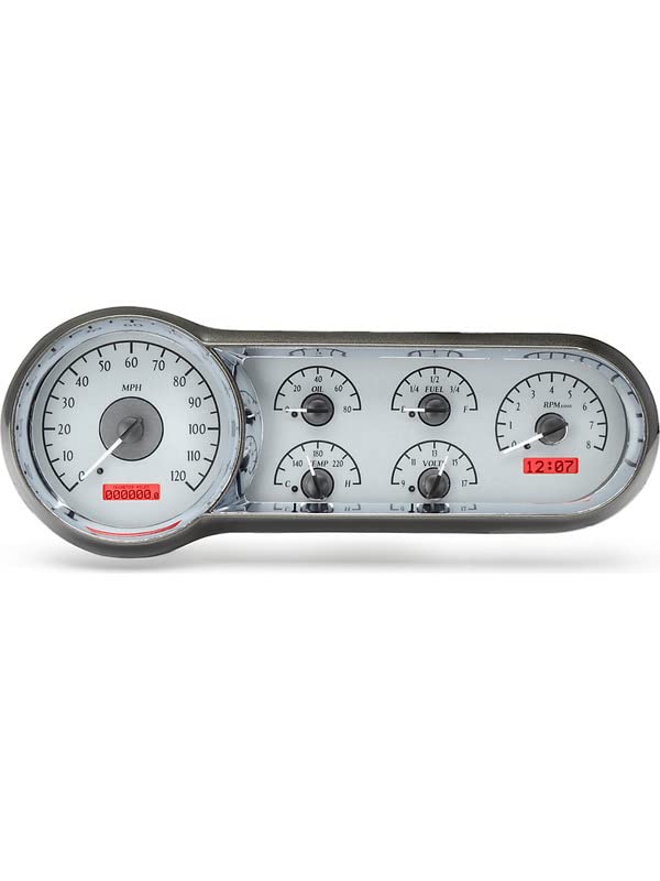 Dakota Digital VHX-53C-S-R 53 54 Chevy Car Analog Dash Gauge System Silver Alloy Red