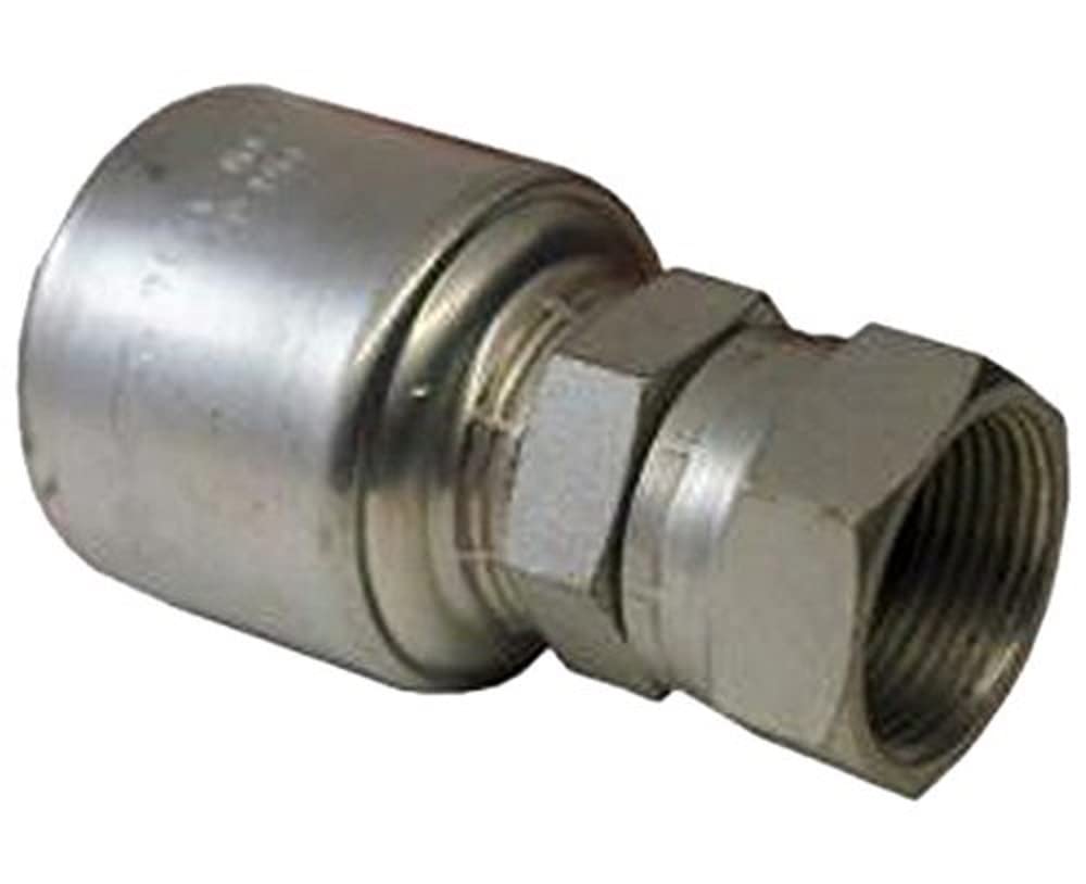 MegaCrimp Gates 20G-24FJX Couplings, Female JIC 37 Flare Swivel, Zinc Plated Carbon Steel, 4.86", 1/14" ID