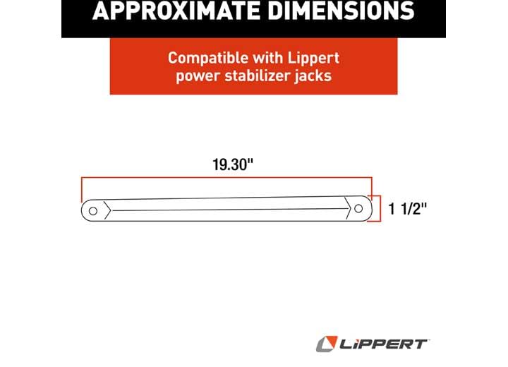Replacement Lippert Support Arm for RV Power Stabilizer Jacks, 19.3" Long, 1-1/2" Wide, Powder-Coated Yellow Heavy-Gauge Steel, Mounting Hardware Not Included - 1134122
