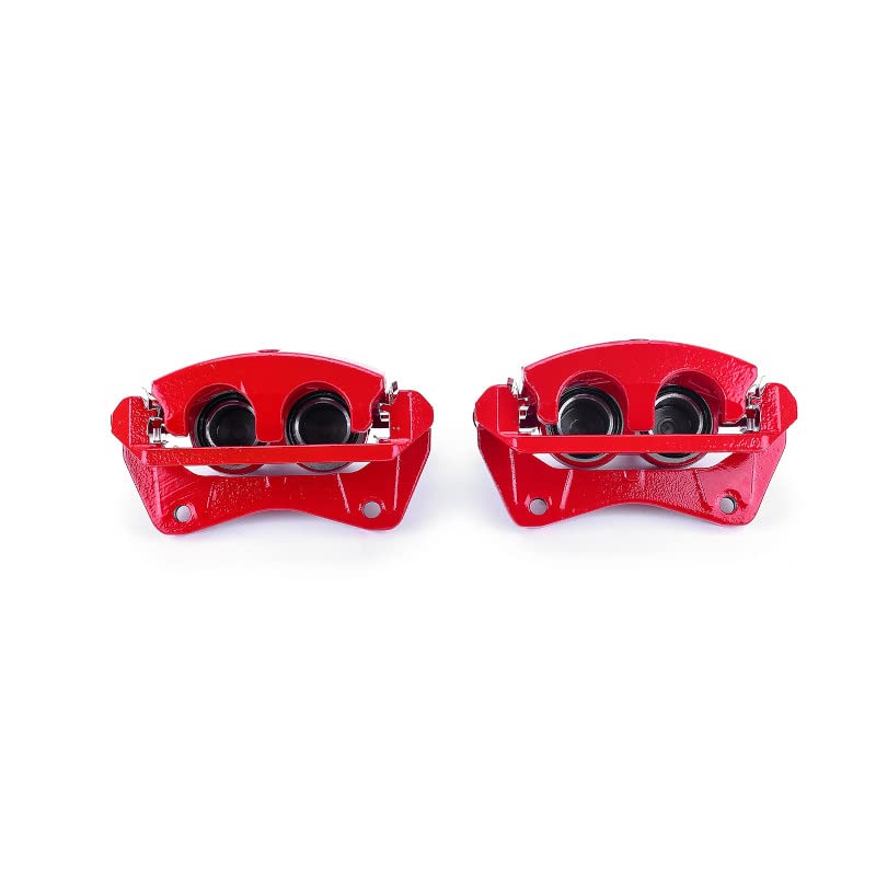 Power Stop S3826 Front Pair of High-Temp Red Powder Coated Calipers For Honda Pilot 2009-2015 [Model Specific]