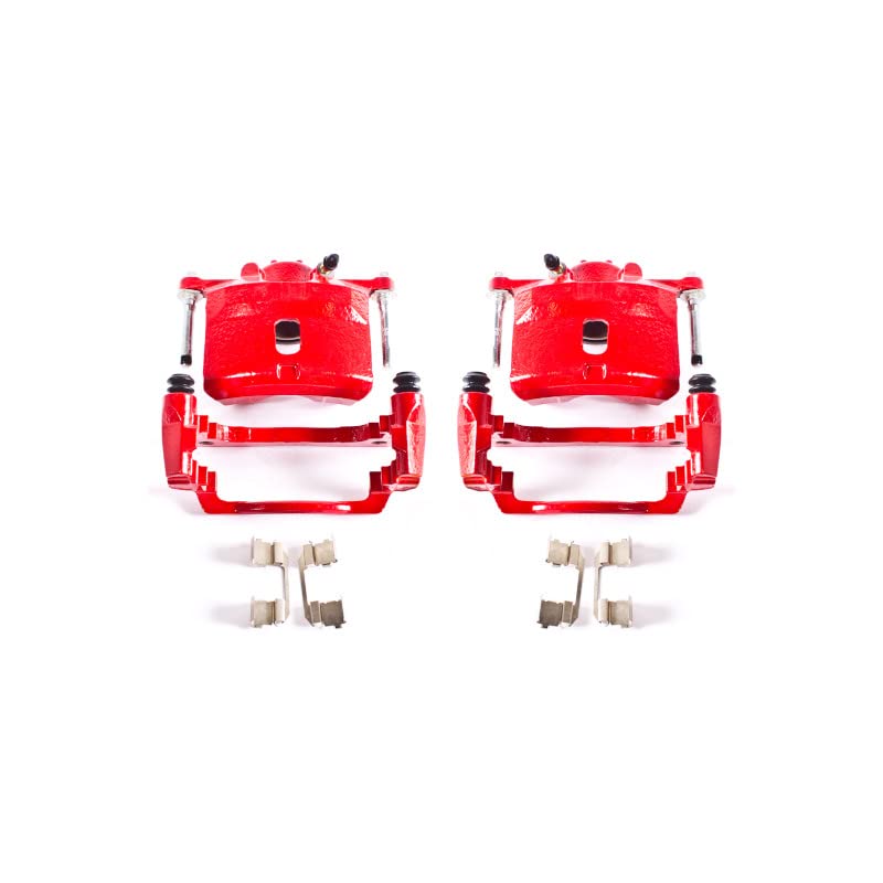 Power Stop Pair of High-Temp Red Powder Coated Front Calipers for Acura EL 2001-2005, Honda Civic 2001-2005 [Model Specific]