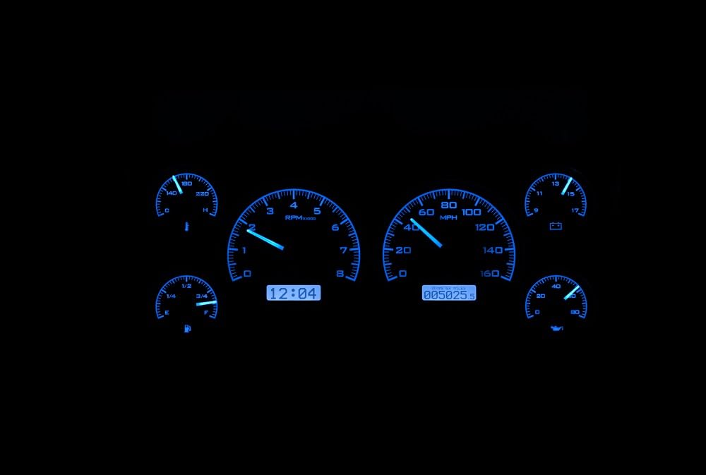 Dakota Digital VHX-86C-S-10-K-B Gauge System Analog Dash Compatible with 1986-93 Chevy/GMC S-10/ S-15 Pickups and 1986-94 S-10/ S-15 Blazers/Jimmy, Black Alloy Style, Blue Backlighting