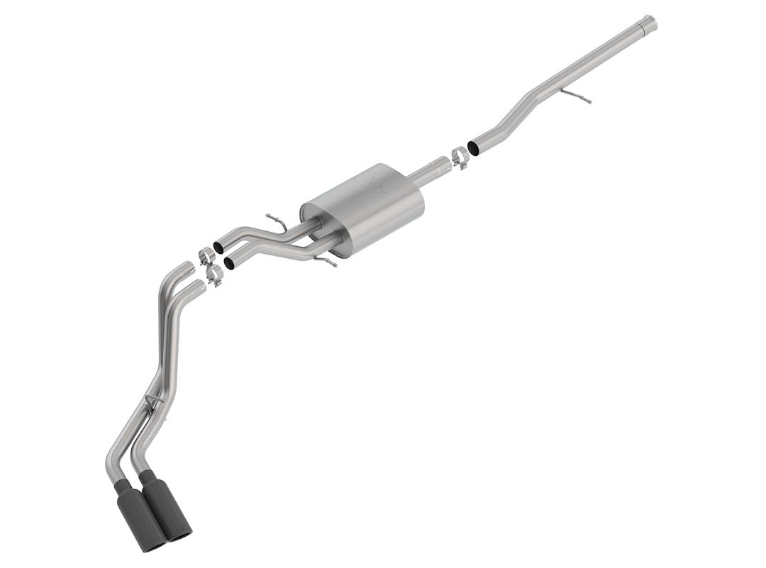 ATAK Borla 140797BC Cat-Back Exhaust System; 2.75 in. Into Muffler; 2.25 in. Out; Incl. Muffler/Hardware/4 in. x 14 in. Single Rolled Angle-Cut Tip; Truck Side Exit; Black Chrome;