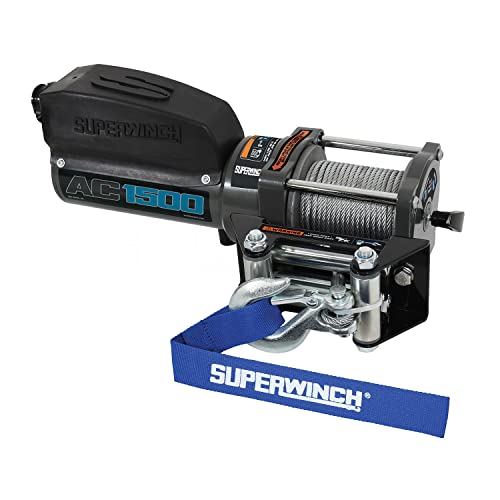 1500 lb Capacity SUPERWINCH, Roller Fairlead, 1/8 in x 35 ft Steel Rope, 120V, Kit