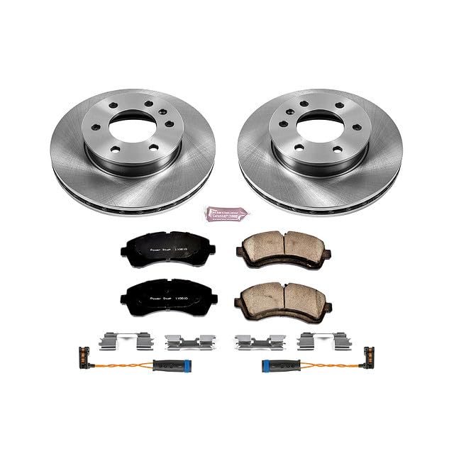 Power Stop KOE6234 Front Replacement Brake Kit-OE Brake Rotors & Ceramic Brake Pads and 2 Autospecialty Front Sensor Wires