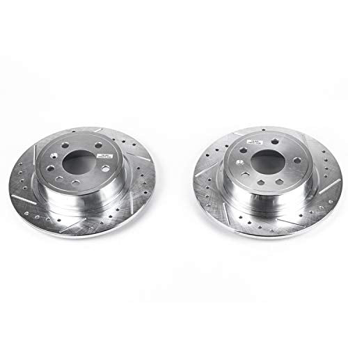 Rear Power Stop EBR693XPR Drilled & Slotted Rotor Pair For Saab 9-5 1999-2009 [Model Specific]
