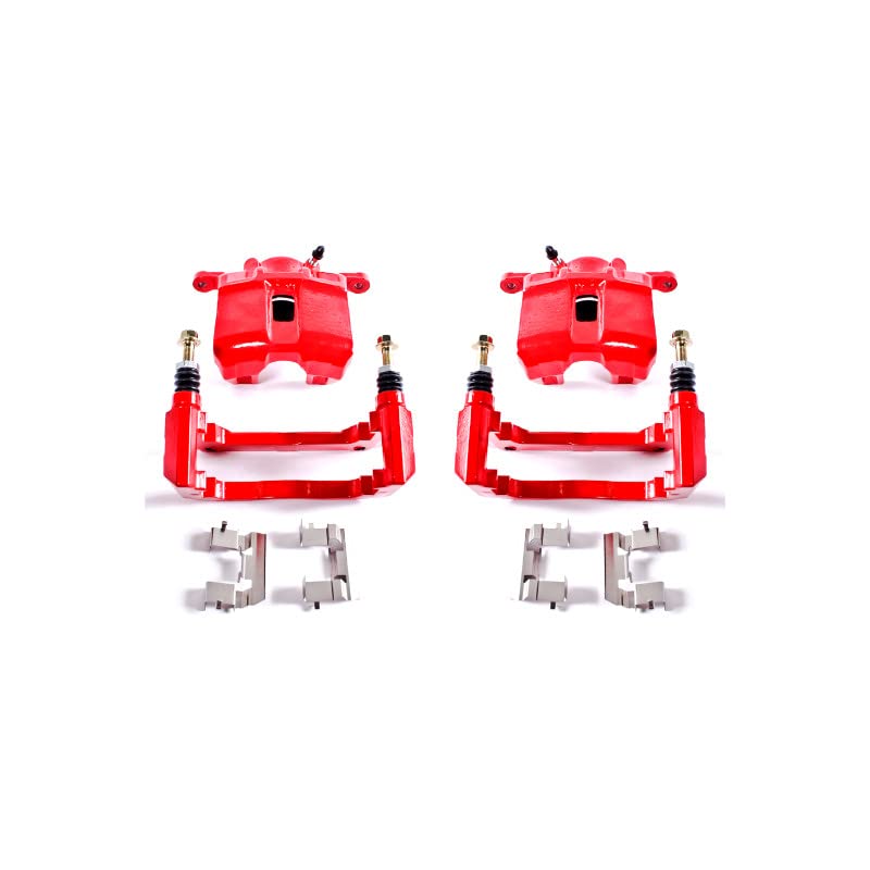Power Stop S2584 Front Pair of High-Temp Red Powder Coated Calipers