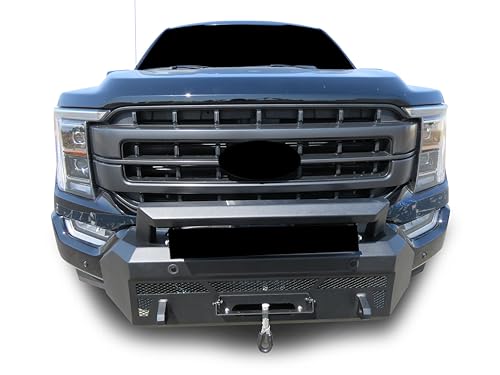 Heavy Duty Black Horse Armour III Front Winch Bumper Textured Black Compatible with 2021-2023 Ford F-150(Excl. 22-23 F150 Lightning EV)-AR3HD42NL