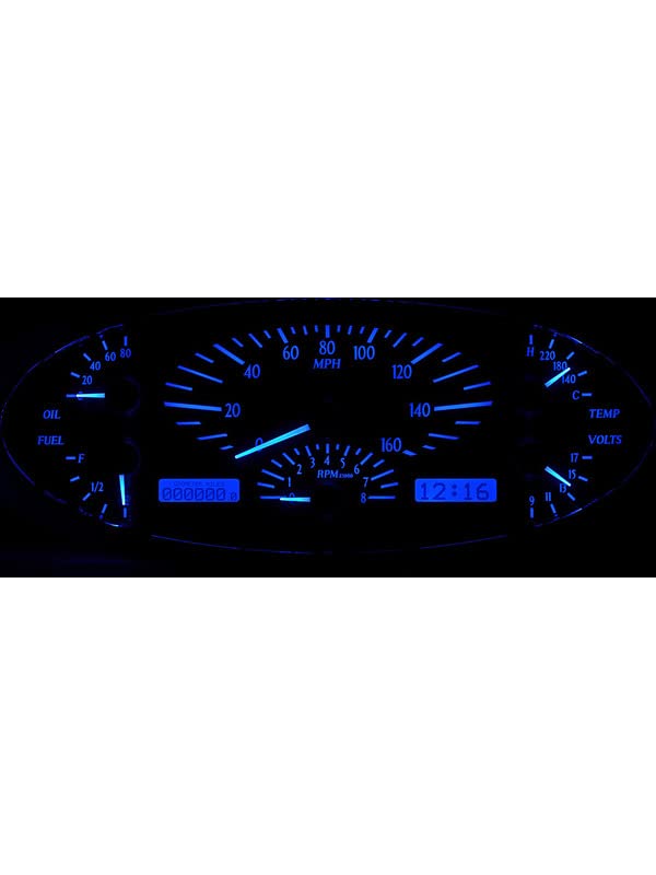 Dakota Digital VHX-32F-K-B Dash Gauge System Compatible with 32 Ford Car Black Alloy Blue Backlighting Analog