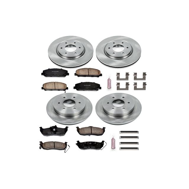 POWERSTOP Autospecialty KOE5822 Front and Rear Replacement Brake Kit-OE Brake Rotors & Ceramic Brake Pads For Nissan Armada 2012-2015, Nissan TITAN 2011-2015 [Model Specific]