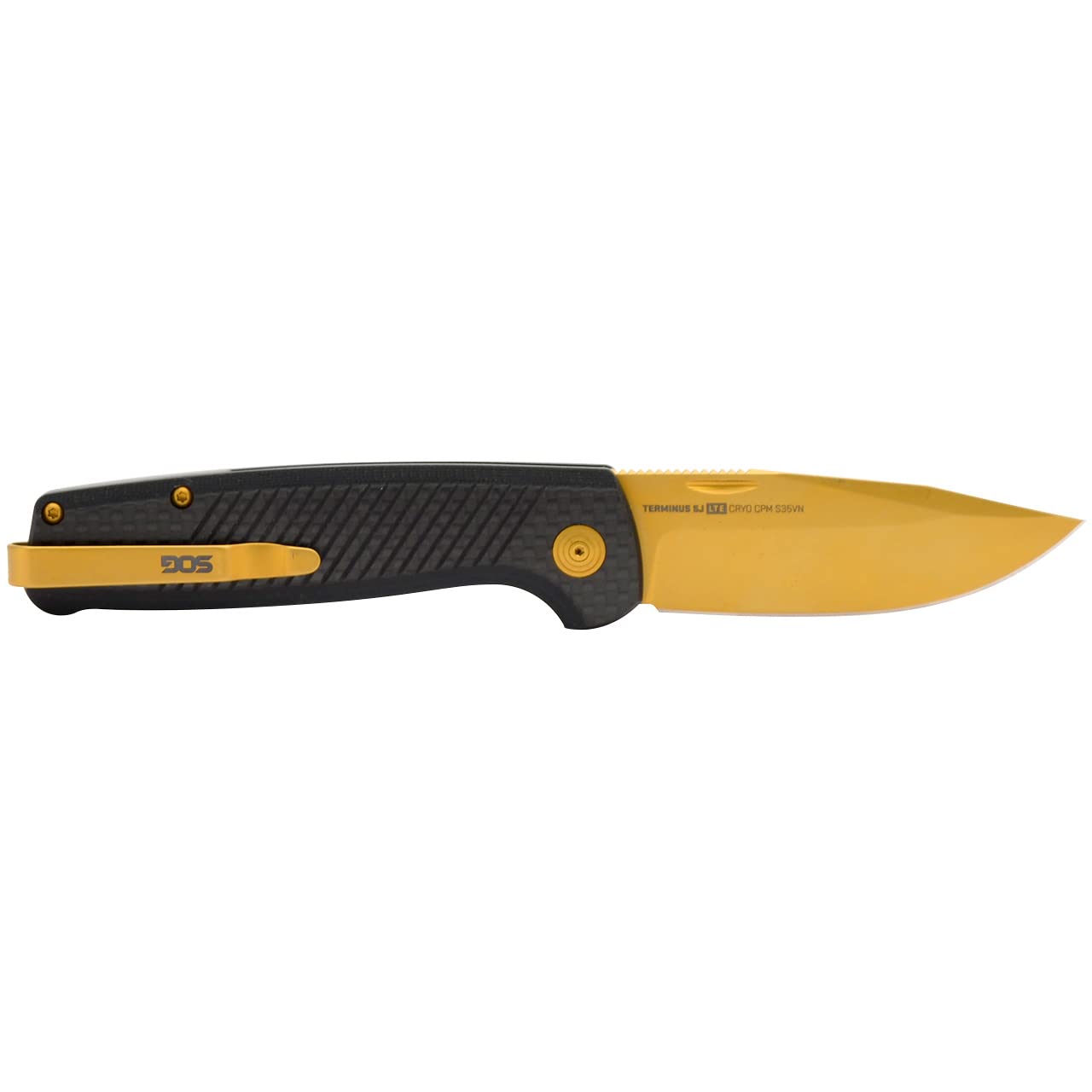 SOG Lightweight Terminus SJ LTE Everyday Carry Ambidextrous S35VN Steel 2.9" Sharp Blade Folding Knife | Slip Joint, Carbon/Gold