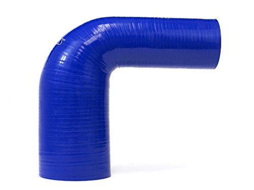HPS Silicone High Temperature HTSER90-062-150-BLUE 4-ply Reinforced 90 degree Elbow Reducer Coupler Hose, 100 PSI Maximum Pressure, 4" Leg Length on Each Side, 5/8" > 1.5" ID, Blue