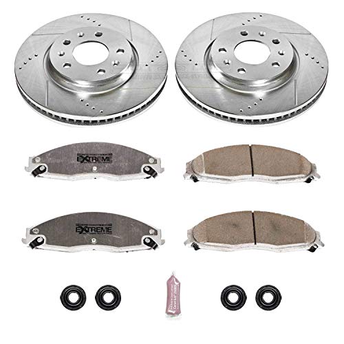 Power Stop K1423-26 Z26 Carbon Fiber Brake Pads with Drilled & Slotted Brake Rotors Kit For Cadillac STS 2005-2008 [Model Specific]