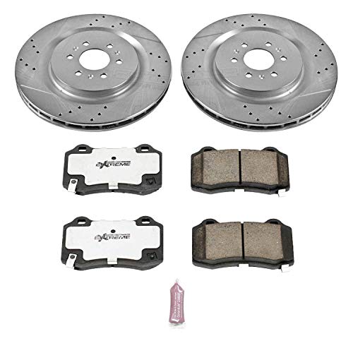 Power Stop K2945-26 Z26 Carbon Fiber Brake Pads Rear with Drilled & Slotted Brake Rotors Kit For Cadillac CTS 2004-2007, Cadillac STS 2005-2011 [Model Specific]
