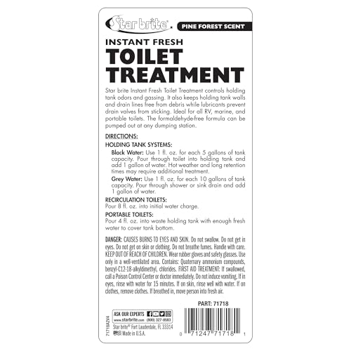 Instant Fresh STAR BRITE Toilet Treatment - Pine Scent, Odor & Waste Control, 16 OZ (071718)