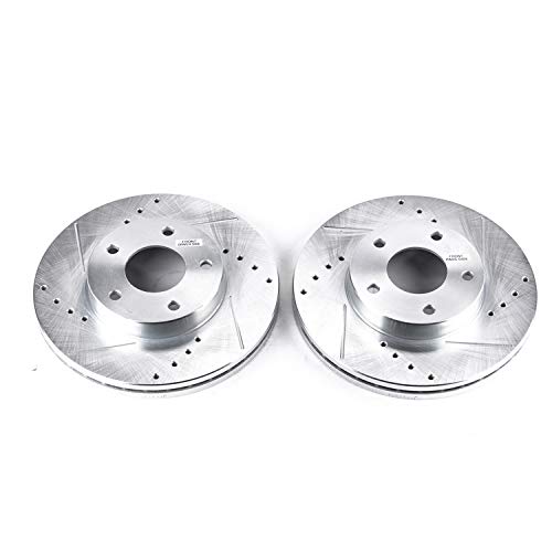 Power Stop Front JBR508XPR Drilled & Slotted Evolution Rotor Pair For Nissan 300ZX 1989-1990 [Model Specific]