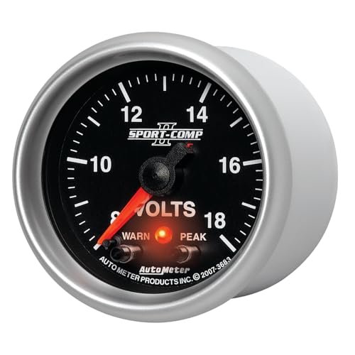 Auto Meter Sport-Comp II 2-1/16" 8-18V Full Sweep Electric Voltmeter Gauge 3683