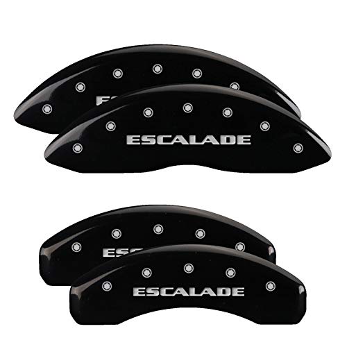 Brake Caliper Covers MGP - Compatible with 2021-2025 Cadillac Escalade, 2023 ESV (Requires 18"+ Wheels) Powder-Coated Finish, 4 PCS Front and Rear (Black - Escalade Engraving)