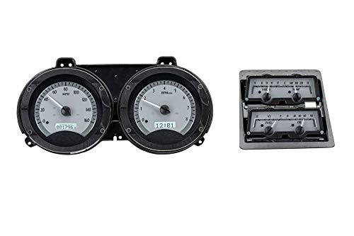 1968 Chevy Camaro Compatible w/Console Gauges VHX System-Silver Alloy Style Face w/White Display