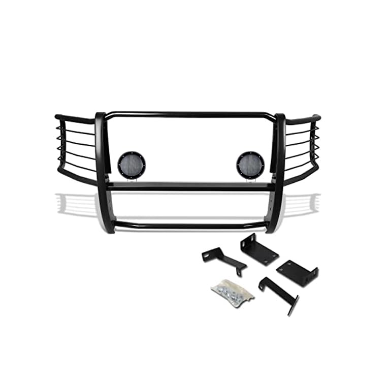 Bumper Guard Black Horse Grille Brush Modular Black Come with Pair of 5.3" LED Lights Compatible with 1999-2007 Ford F-250 Super Duty|1999-2004 Ford F-350/F-450/F-550 Super Duty-17FB23MA-PLFB