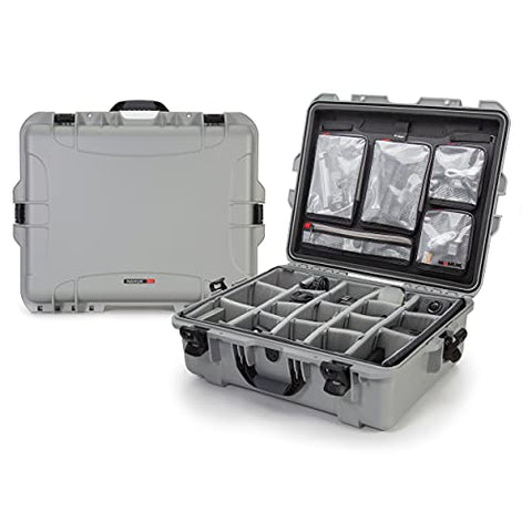 Waterproof Nanuk 945 Hard Case with Lid Organizer and Padded Divider - Silver