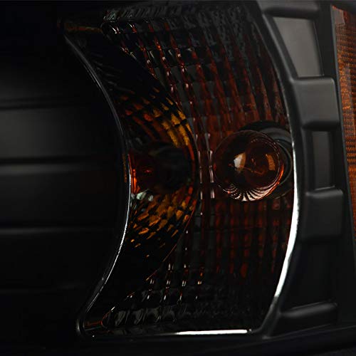 Black Smoke Spec-D Tuning Halo Projector Headlights w/LED Compatible with 2007-2013 Chevy Silverado 1500, 2007-2014 Chevy Silverado 2500HD/3500HD, Left + Right Pair Headlamps Assembly