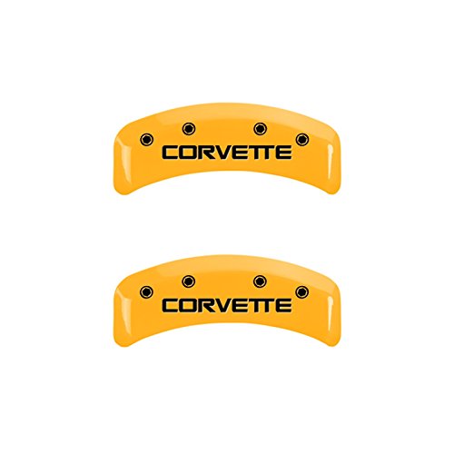 MGP 13013SCV4YL Caliper Covers Caliper Cover (Engraved Front and Rear: C4/Corvette, Yellow Powder Coat Finish, Black Characters), Set of 4