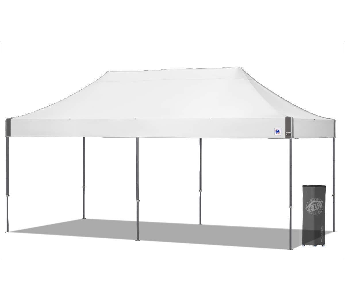 E-Z UP Eclipse Instant Shelter Canopy, 10' x 20', Gray Steel Frame and Professional Grade White Top Pop-Up Tent