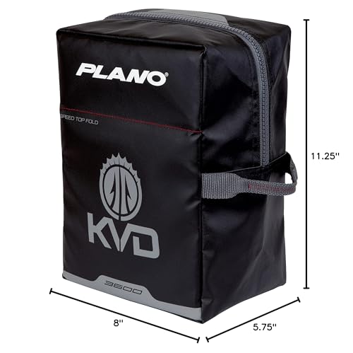 Plano Speedbag KVD Wormfile Signature Series 3600, Black TPE Coated Fabric with Red Interior and Accents, Premium Soft Fishing Bag, Tackle Storage for Baits & Lures