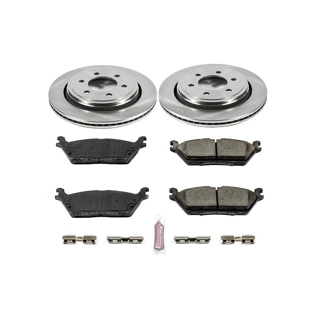 Power Stop Autospecialty KOE6814 Rear Replacement Brake Kit-OE Brake Rotors & Ceramic Brake Pads For 2015 - 2017 Ford F-150 6 Lug SSV [Specific With Electric Parking Brake]
