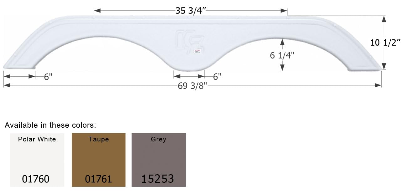 Tandem Axle Fender Skirt Icon 15253 FS1760 for KZ - Gray