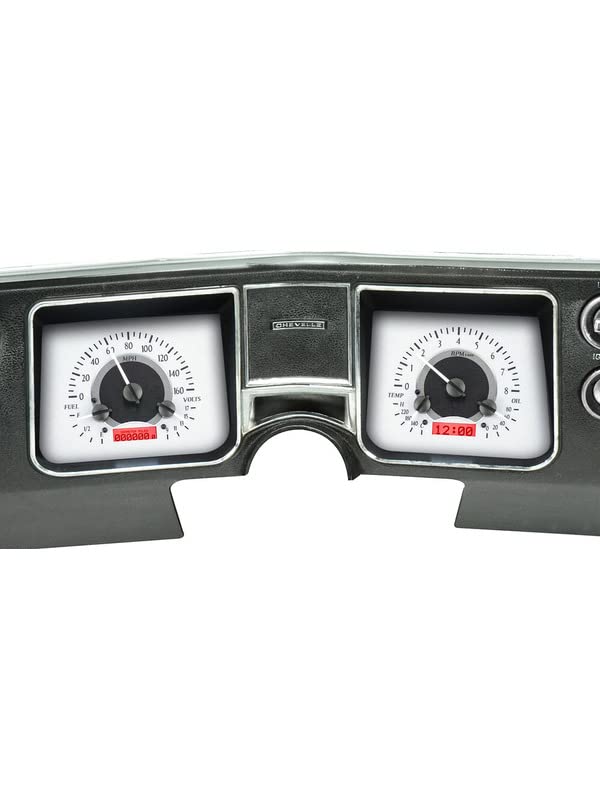Dakota Digital VHX-68C-CVL-S-R Analog Dash Gauge System Compatible with 1968 Chevy Chevelle El Camino Silver Alloy Red Backlighting