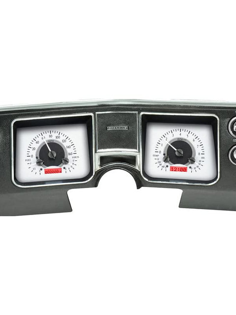 Dakota Digital VHX-68C-CVL-S-R Analog Dash Gauge System Compatible with 1968 Chevy Chevelle El Camino Silver Alloy Red Backlighting