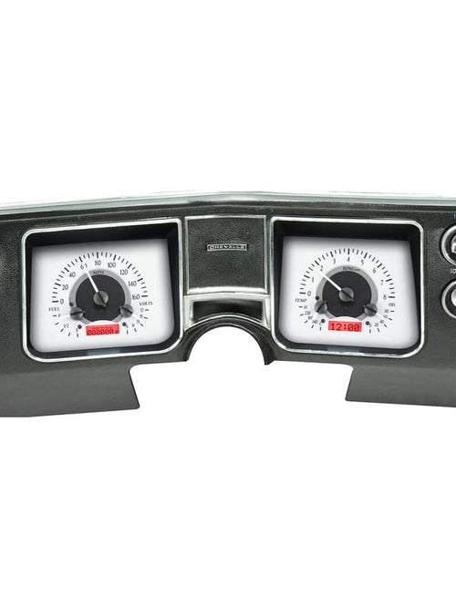 Dakota Digital VHX-68C-CVL-S-R Analog Dash Gauge System Compatible with 1968 Chevy Chevelle El Camino Silver Alloy Red Backlighting