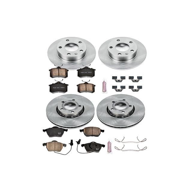 Brake Kit PowerStop For A4 2002-2004, 2006, A4-Quattro 2002-2005 [Model Specific] - Autospecialty Front and Rear OE Disc Rotors & Ceramic Brake Pads Replacement, KOE2741