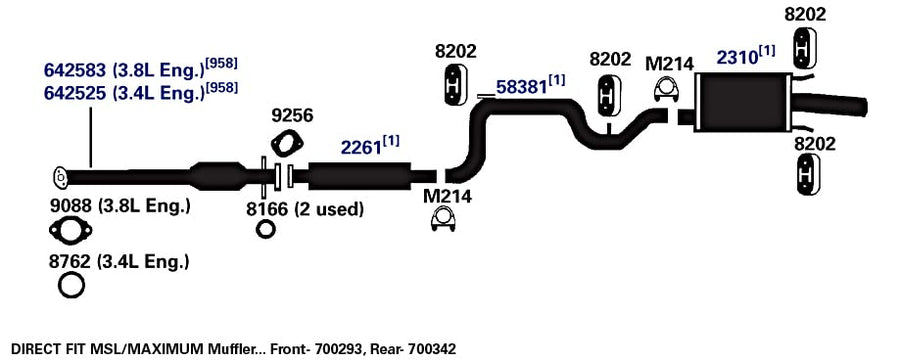 Exhaust Muffler AP Exhaust Products 2261