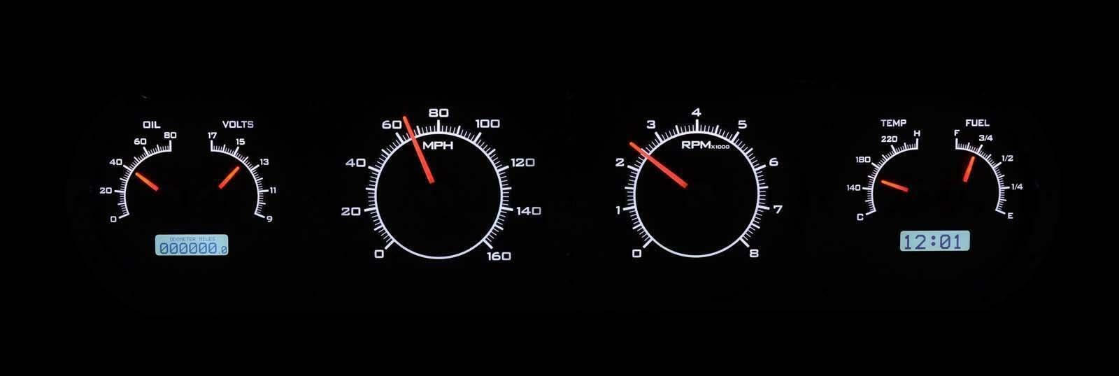 Dakota Digital VHX System Compatible with 1964-67 Pontiac GTO-Silver Alloy Style Face w/White Display