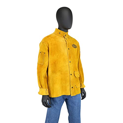 7005 IRONCAT Heat Resistant Split Cowhide Leather Jacket - XXX-Large, Kevlar Thread Stitched Welding Jacket in Golden Yellow. Welding Gears