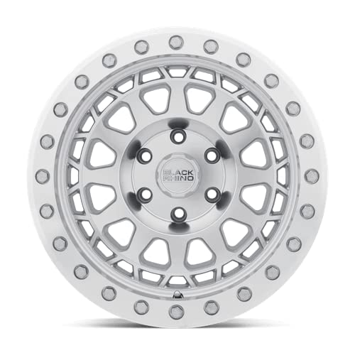 Black Rhino PRIMM Hard Alloys BEADLOCK 17X8.5, 6X5.5, 3.57, -30mm SILVER W/ MIRROR FACE & MACHINED RING - 1785PRM-06140S12